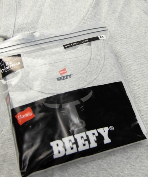 HANES（ヘインズ）の「Hanes HM1-R103 BEEFY ヘビーウェイト ショートスリーブ リブパックTシャツ（Tシャツ/カットソー・メンズ・ネイビー/ブラック/ヘザーグレー/ホワイト/カーキ・XL/L/M/S）」の4枚目の写真
