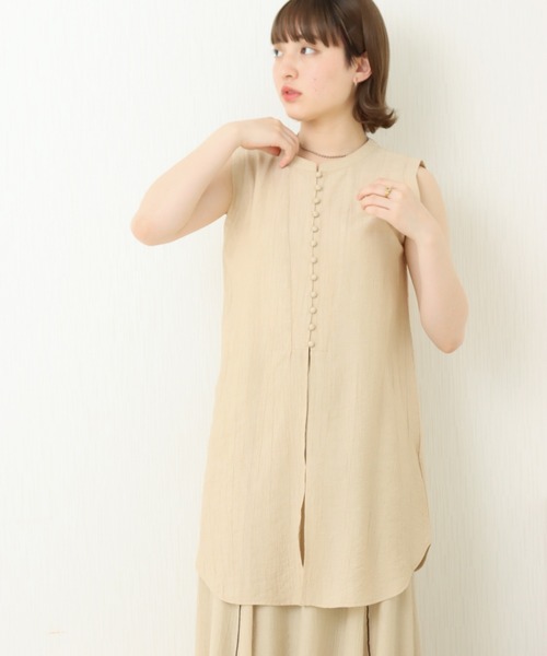 libelle more（リベル モア）の「楊柳ノースリーブ　2WAYチュニック（Tシャツ/カットソー・レディース・アイボリー/ブラック/ベージュ/オリーブ/オレンジ・FREE）」の4枚目の写真