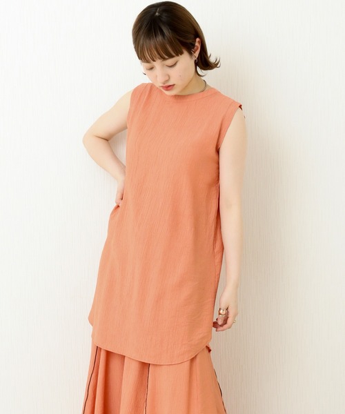 libelle more（リベル モア）の「楊柳ノースリーブ　2WAYチュニック（Tシャツ/カットソー・レディース・アイボリー/ブラック/ベージュ/オリーブ/オレンジ・FREE）」の5枚目の写真