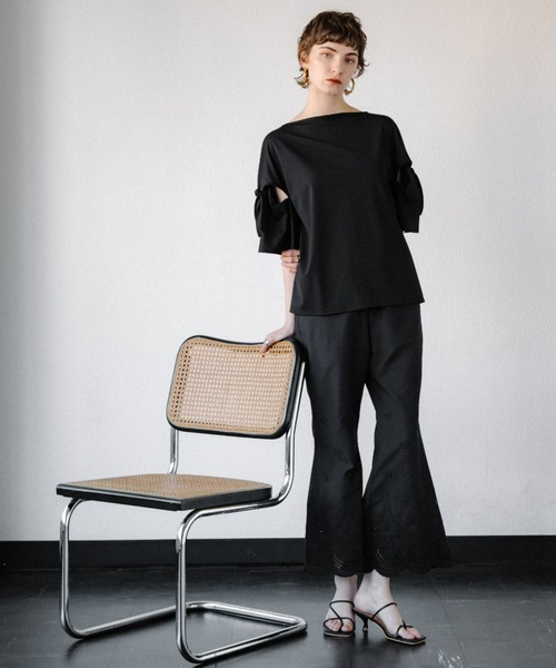 ACCL(エーシーシーエル)の「裾レースコットンパンツ(その他パンツ・レディース・ホワイト/ブラック・FREE)」の9枚目の写真