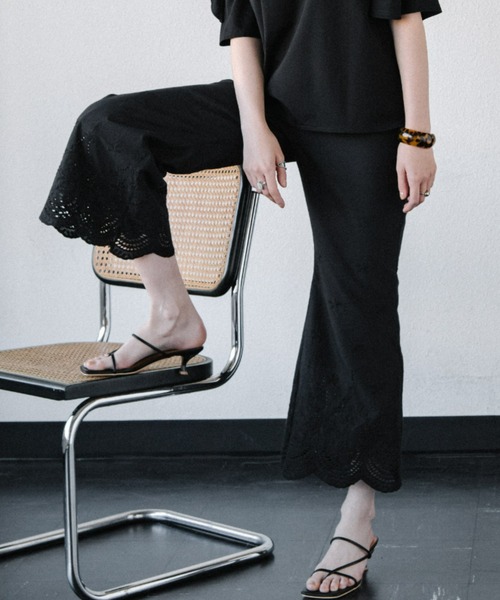 ACCL(エーシーシーエル)の「裾レースコットンパンツ(その他パンツ・レディース・ホワイト/ブラック・FREE)」の10枚目の写真