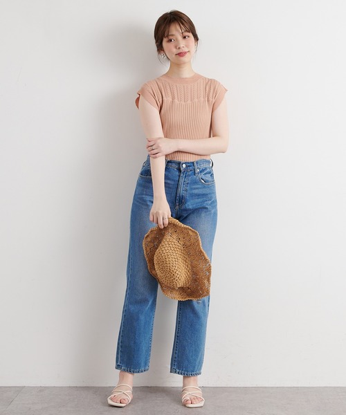 natural couture(ナチュラルクチュール)の「【WEB限定】透かし×リブお上品スカラップニット(ニット/セーター・レディース・オフホワイト/ブラック/モカ/サックスブルー/オレンジ・FREE)」の20枚目の写真