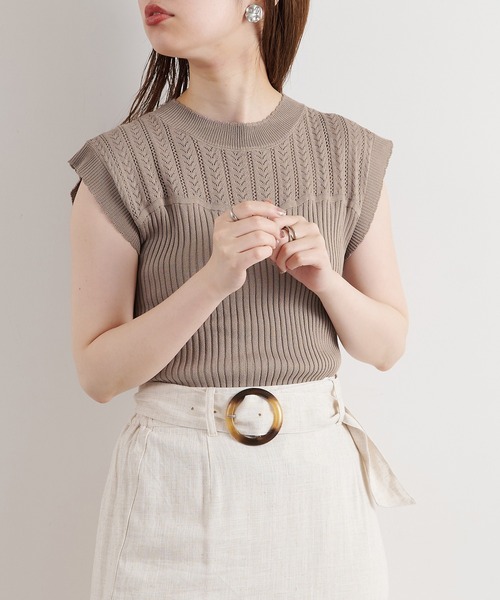 natural couture(ナチュラルクチュール)の「【WEB限定】透かし×リブお上品スカラップニット(ニット/セーター・レディース・オフホワイト/ブラック/モカ/サックスブルー/オレンジ・FREE)」の12枚目の写真