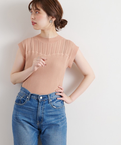 natural couture(ナチュラルクチュール)の「【WEB限定】透かし×リブお上品スカラップニット(ニット/セーター・レディース・オフホワイト/ブラック/モカ/サックスブルー/オレンジ・FREE)」の18枚目の写真