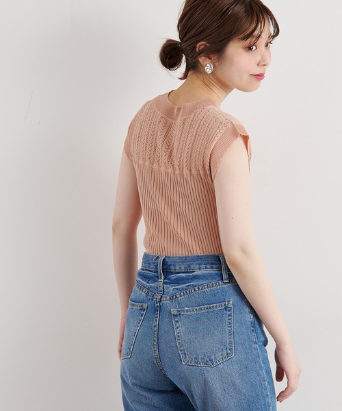 natural couture(ナチュラルクチュール)の「【WEB限定】透かし×リブお上品スカラップニット(ニット/セーター・レディース・オフホワイト/ブラック/モカ/サックスブルー/オレンジ・FREE)」の19枚目の写真