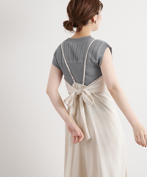 natural couture(ナチュラルクチュール)の「【WEB限定】透かし×リブお上品スカラップニット(ニット/セーター・レディース・オフホワイト/ブラック/モカ/サックスブルー/オレンジ・FREE)」の16枚目の写真