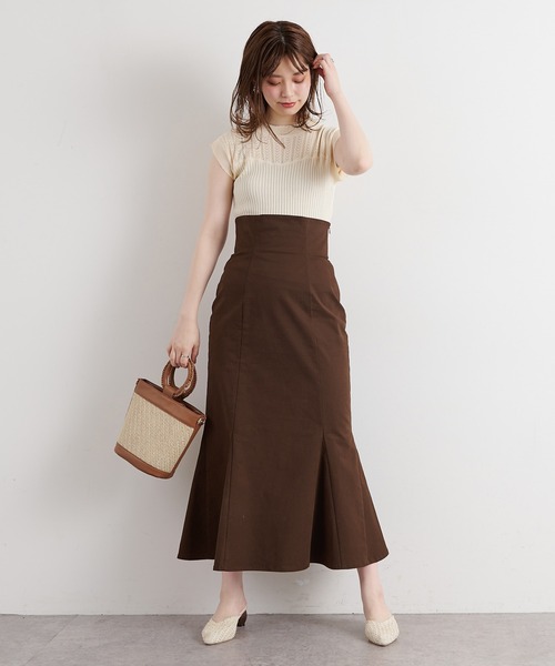 natural couture(ナチュラルクチュール)の「【WEB限定】透かし×リブお上品スカラップニット(ニット/セーター・レディース・オフホワイト/ブラック/モカ/サックスブルー/オレンジ・FREE)」の8枚目の写真