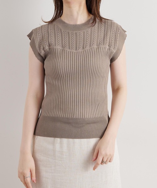 natural couture(ナチュラルクチュール)の「【WEB限定】透かし×リブお上品スカラップニット(ニット/セーター・レディース・オフホワイト/ブラック/モカ/サックスブルー/オレンジ・FREE)」の21枚目の写真