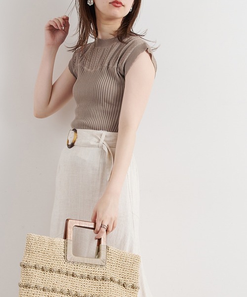 natural couture(ナチュラルクチュール)の「【WEB限定】透かし×リブお上品スカラップニット(ニット/セーター・レディース・オフホワイト/ブラック/モカ/サックスブルー/オレンジ・FREE)」の13枚目の写真