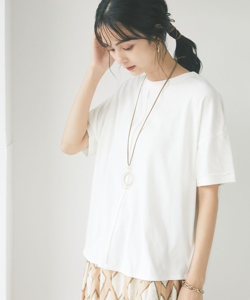 CRAFT STANDARD BOUTIQUE（クラフトスタンダードブティック）の「ステッチデザインカットプルオーバー　＊（Tシャツ/カットソー・レディース・ブラック/オフホワイト/ピンク/ブルー/ライトグリーン/アイボリー/グレイッシュベージュ/ダークネイビー・FREE）」の3枚目の写真