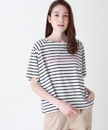 DRESKIP | ボーダーロゴプリントTシャツ(Tシャツ/カットソー)