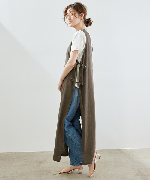 ROPE' PICNIC（ロペピクニック）の「【2WAY】麻混ポプリンジレ（ワンピース・レディース・ダークブラウン/ベージュ・38）」の3枚目の写真