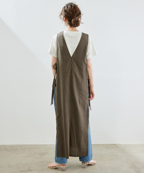 ROPE' PICNIC（ロペピクニック）の「【2WAY】麻混ポプリンジレ（ワンピース・レディース・ダークブラウン/ベージュ・38）」の4枚目の写真