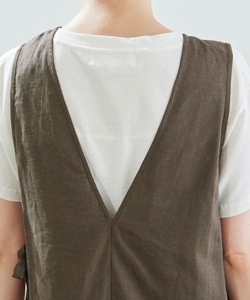 ROPE' PICNIC（ロペピクニック）の「【2WAY】麻混ポプリンジレ（ワンピース・レディース・ダークブラウン/ベージュ・38）」の6枚目の写真