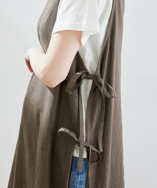 ROPE' PICNIC（ロペピクニック）の「【2WAY】麻混ポプリンジレ（ワンピース・レディース・ダークブラウン/ベージュ・38）」の7枚目の写真