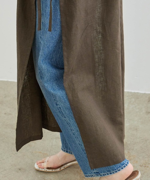 ROPE' PICNIC（ロペピクニック）の「【2WAY】麻混ポプリンジレ（ワンピース・レディース・ダークブラウン/ベージュ・38）」の8枚目の写真