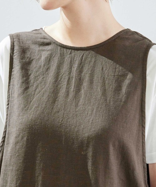ROPE' PICNIC（ロペピクニック）の「【2WAY】麻混ポプリンジレ（ワンピース・レディース・ダークブラウン/ベージュ・38）」の5枚目の写真