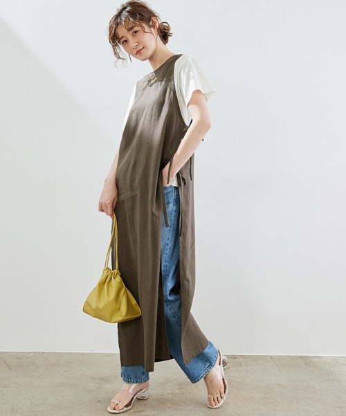 ROPE' PICNIC（ロペピクニック）の「【2WAY】麻混ポプリンジレ（ワンピース・レディース・ダークブラウン/ベージュ・38）」の13枚目の写真