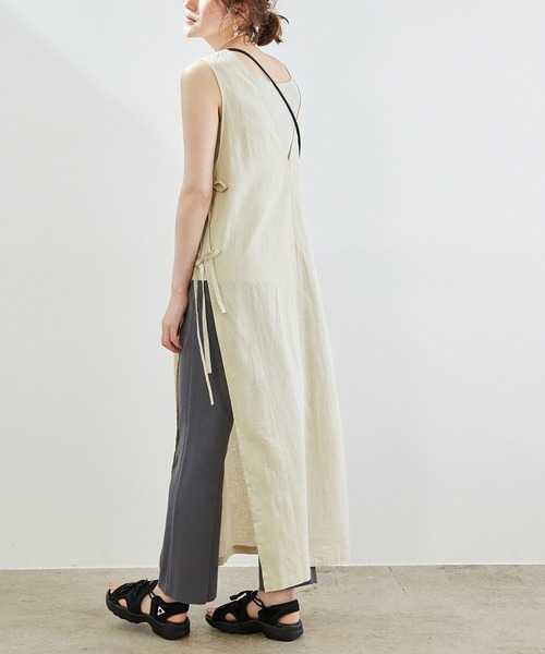 ROPE' PICNIC（ロペピクニック）の「【2WAY】麻混ポプリンジレ（ワンピース・レディース・ダークブラウン/ベージュ・38）」の14枚目の写真