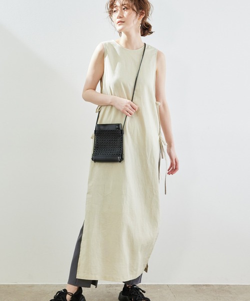 ROPE' PICNIC（ロペピクニック）の「【2WAY】麻混ポプリンジレ（ワンピース・レディース・ダークブラウン/ベージュ・38）」の15枚目の写真