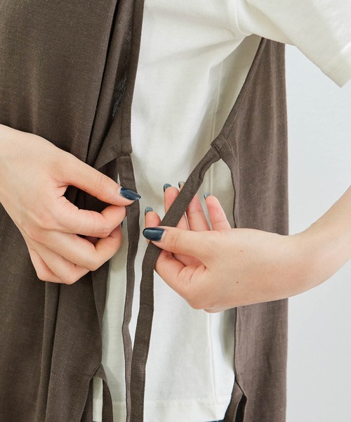 ROPE' PICNIC（ロペピクニック）の「【2WAY】麻混ポプリンジレ（ワンピース・レディース・ダークブラウン/ベージュ・38）」の16枚目の写真