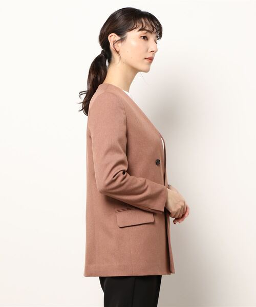 CLEARIMPRESSION (クリアインプレッション)の「エステルフランネルノーカラージャケット(ノーカラージャケット・レディース・ベージュ/ブラウン・11号/9号)」の3枚目の写真