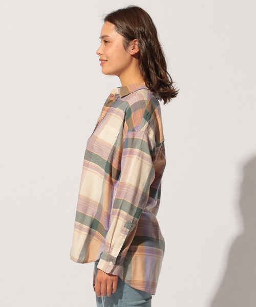 BAYFLOW(ベイフロー)の「リネンストレッチチェックシャツ(テンセル(TM)繊維使用)(シャツ/ブラウス・レディース・パープル/グリーン・SMALL/MEDIUM)」の15枚目の写真