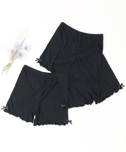 Catherine Cottage(キャサリンコテージ)の「メロウフリルアンダースパッツ3枚セット(レギンス/スパッツ・キッズ・ブラック・100/110/120/130/140/150/160)」の1枚目の写真