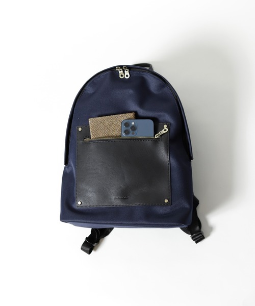 UNION STATION（ユニオンステーション）の「ツイル×スムース調PUレザーバッグパック（バックパック/リュック・メンズ・ホワイト/ブラック/ネイビー・FREE）」の5枚目の写真