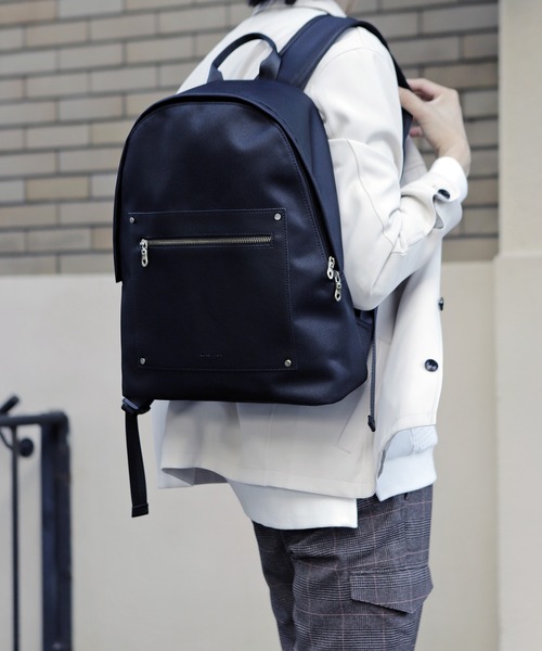 UNION STATION（ユニオンステーション）の「ツイル×スムース調PUレザーバッグパック（バックパック/リュック・メンズ・ホワイト/ブラック/ネイビー・FREE）」の13枚目の写真