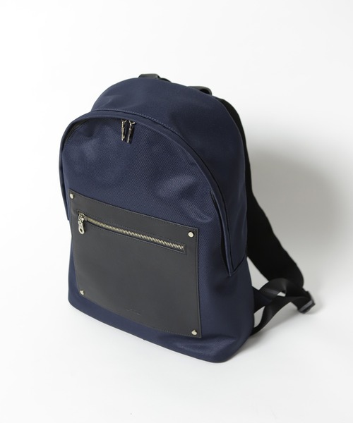 UNION STATION（ユニオンステーション）の「ツイル×スムース調PUレザーバッグパック（バックパック/リュック・メンズ・ホワイト/ブラック/ネイビー・FREE）」の6枚目の写真