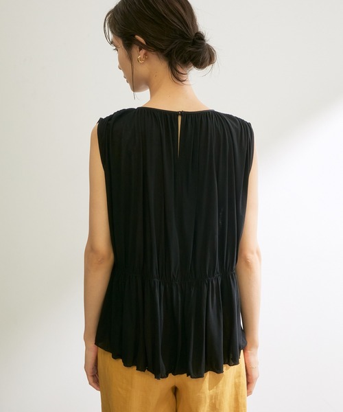 ROPE'（ロペ）の「ギャザーノースリーブカットソー（Tシャツ/カットソー・レディース・ブラック/オフホワイト/ダークブラウン・38）」の15枚目の写真