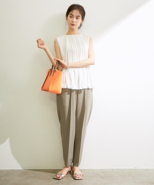 ROPE'（ロペ）の「ギャザーノースリーブカットソー（Tシャツ/カットソー・レディース・ブラック/オフホワイト/ダークブラウン・38）」の20枚目の写真