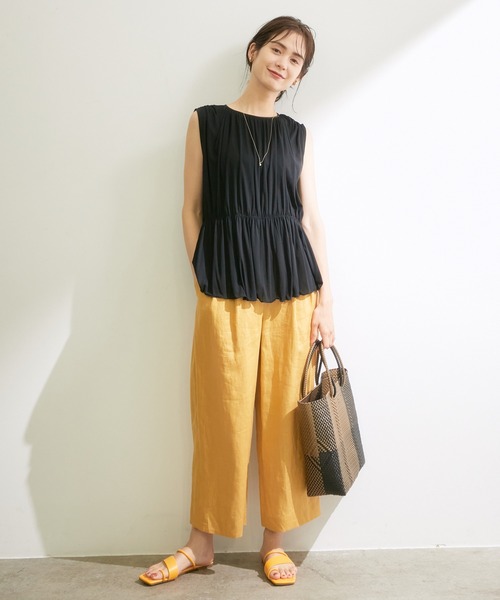 ROPE'（ロペ）の「ギャザーノースリーブカットソー（Tシャツ/カットソー・レディース・ブラック/オフホワイト/ダークブラウン・38）」の16枚目の写真