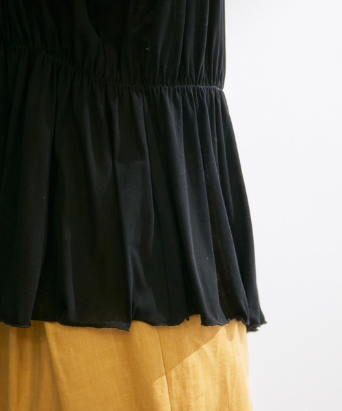 ROPE'（ロペ）の「ギャザーノースリーブカットソー（Tシャツ/カットソー・レディース・ブラック/オフホワイト/ダークブラウン・38）」の14枚目の写真