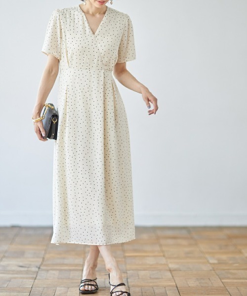 &. NOSTALGIA（アンドドットノスタルジア）の「ドットカシュクールワンピース（ワンピース・レディース・ブラック/アイボリー・FREE）」の8枚目の写真