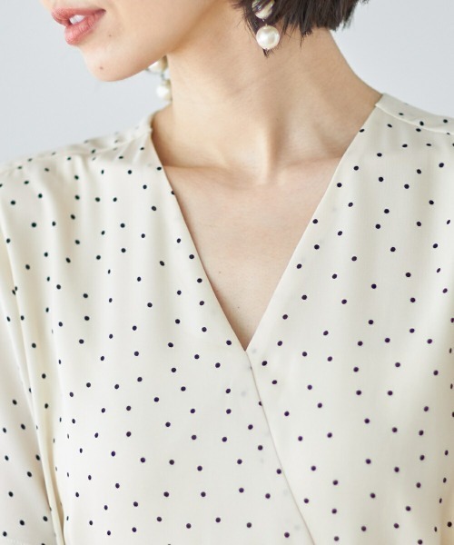 &. NOSTALGIA（アンドドットノスタルジア）の「ドットカシュクールワンピース（ワンピース・レディース・ブラック/アイボリー・FREE）」の9枚目の写真