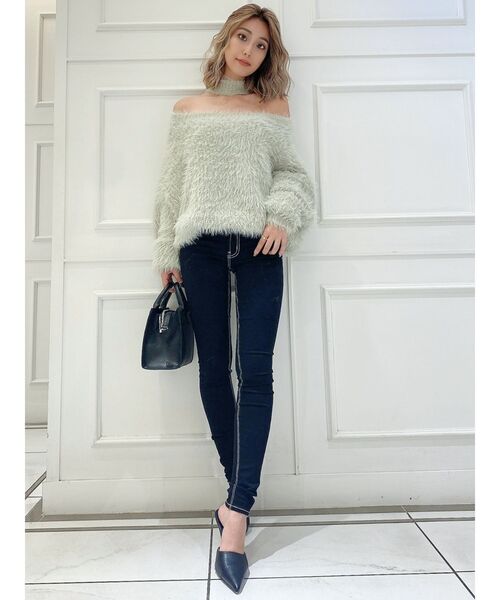 GYDA（ジェイダ）の「2WAYシャギーチョーカーニット トップス（ニット/セーター・レディース・アイボリー/チャコールグレー/ミント/ベージュ・FREE）」の17枚目の写真