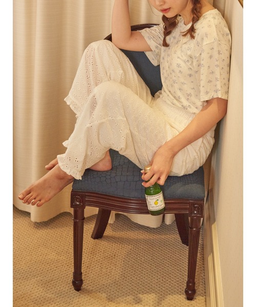 SLURR（スラ―）の「Cotton lace long pants（ルームウェア/パジャマ・レディース・ホワイト・FREE）」の7枚目の写真