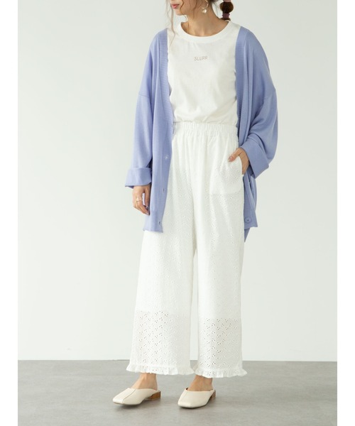 SLURR（スラ―）の「Cotton lace long pants（ルームウェア/パジャマ・レディース・ホワイト・FREE）」の18枚目の写真