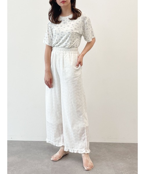 SLURR（スラ―）の「Cotton lace long pants（ルームウェア/パジャマ・レディース・ホワイト・FREE）」の14枚目の写真