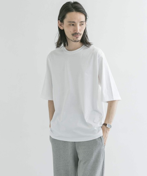 URBAN RESEARCH（アーバンリサーチ）の「COSEI　80/ 40G シルケットルーズTシャツ（シャツ/ブラウス・メンズ・ホワイト/グレー・2/3）」の2枚目の写真