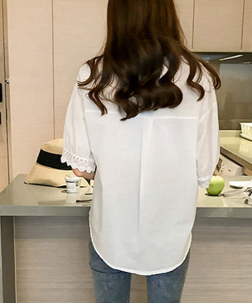 emi+(エミプラス)の「スカラップパンチングレースカシュクールブラウス(シャツ/ブラウス・レディース・ホワイト/ブラック・M/L/XL)」の20枚目の写真