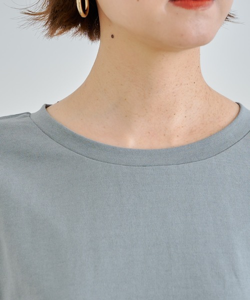 DouDou(ドゥドゥ)の「7分袖バックロングT(Tシャツ/カットソー・レディース・オフホワイト/チャコールグレー/グリーン・FREE)」の15枚目の写真