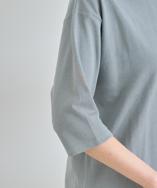 DouDou(ドゥドゥ)の「7分袖バックロングT(Tシャツ/カットソー・レディース・オフホワイト/チャコールグレー/グリーン・FREE)」の21枚目の写真