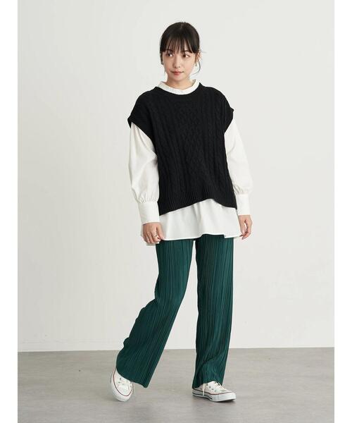 earth music&ecology(アースミュージックアンドエコロジー)の「すきな丈プリーツパンツ *(その他パンツ・レディース・ブラウン/イエロー/ブラック/グリーン・FREE)」の22枚目の写真