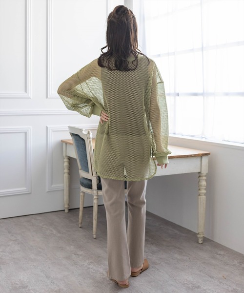 clear(クリア)の「メッシュオーバートップス(Tシャツ/カットソー・レディース・ライトカーキ/モカ/アイボリー・F)」の5枚目の写真