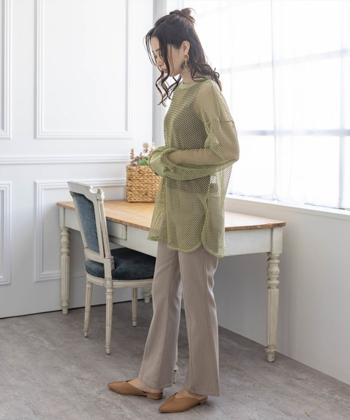 clear(クリア)の「メッシュオーバートップス(Tシャツ/カットソー・レディース・ライトカーキ/モカ/アイボリー・F)」の8枚目の写真