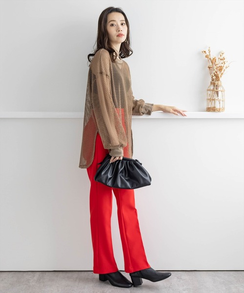 clear(クリア)の「メッシュオーバートップス(Tシャツ/カットソー・レディース・ライトカーキ/モカ/アイボリー・F)」の15枚目の写真