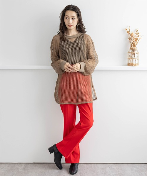 clear(クリア)の「メッシュオーバートップス(Tシャツ/カットソー・レディース・ライトカーキ/モカ/アイボリー・F)」の16枚目の写真